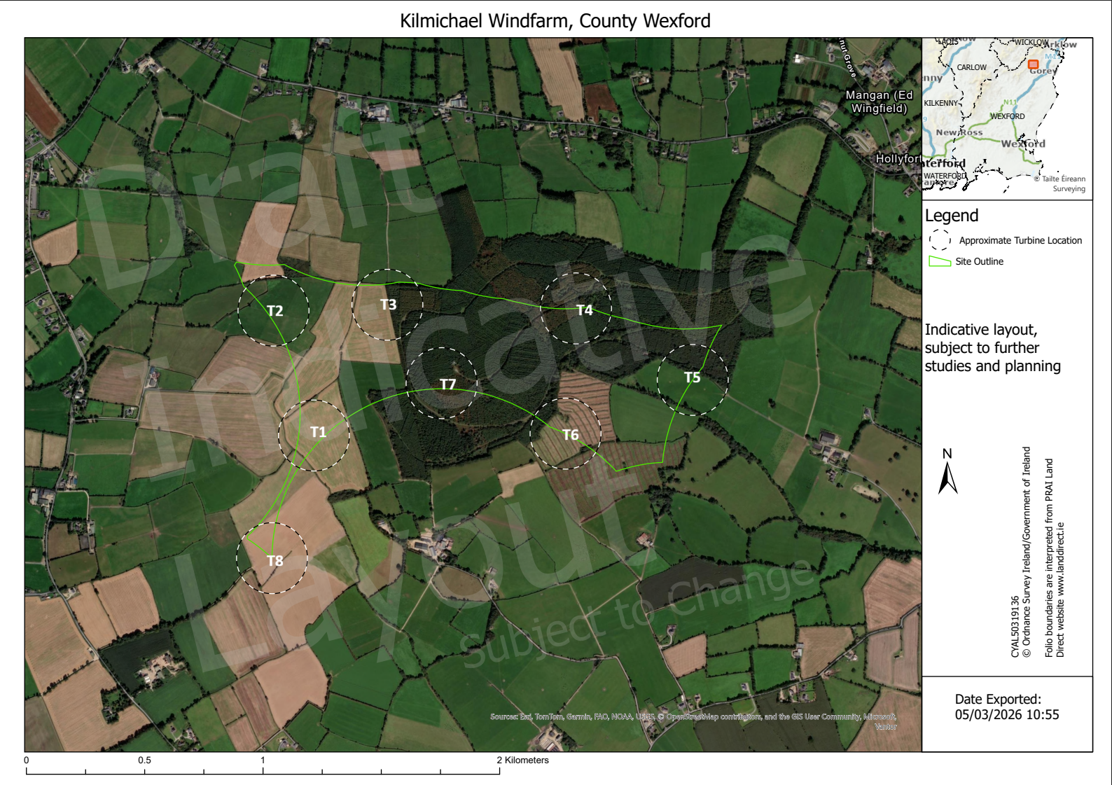 Proposed turbine locations with numbers