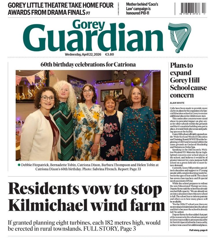 Gorey Guardin front page